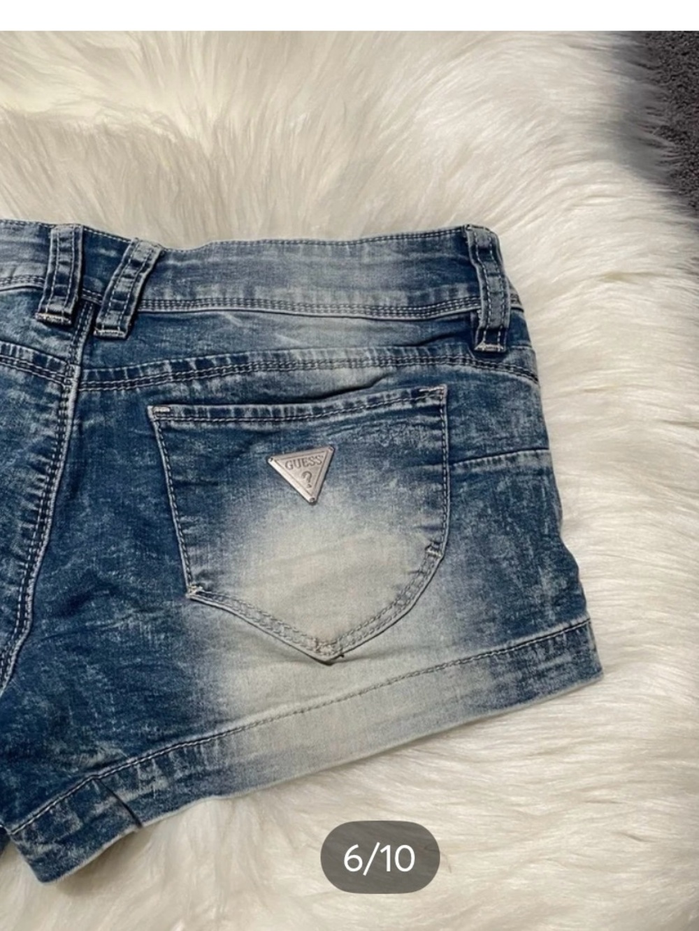 Guess Light Wash Distressed Denim Women's Shorts - Picture 5 of 9